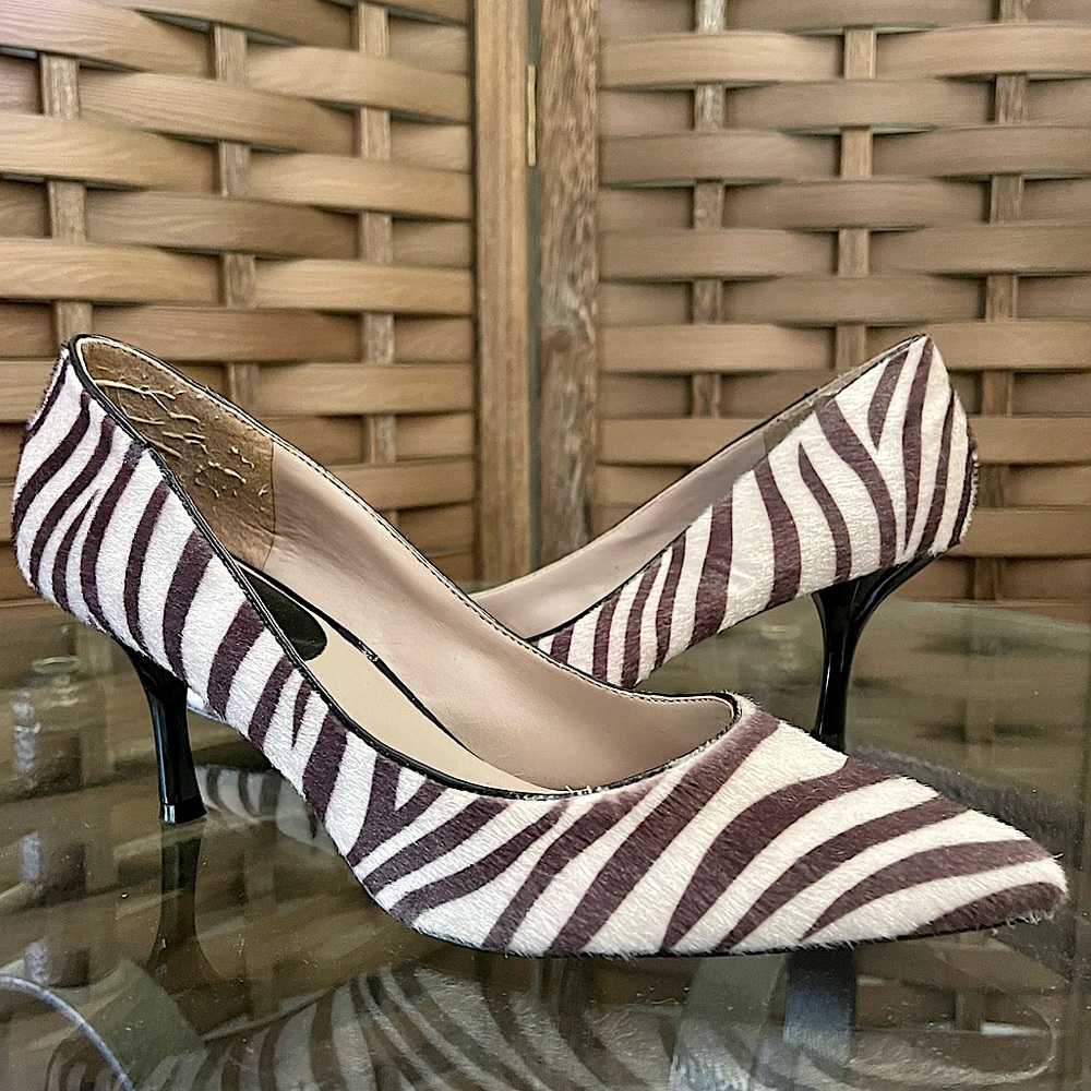 Nine & Co. Faux Fur Zebra Print Heels, Size 8